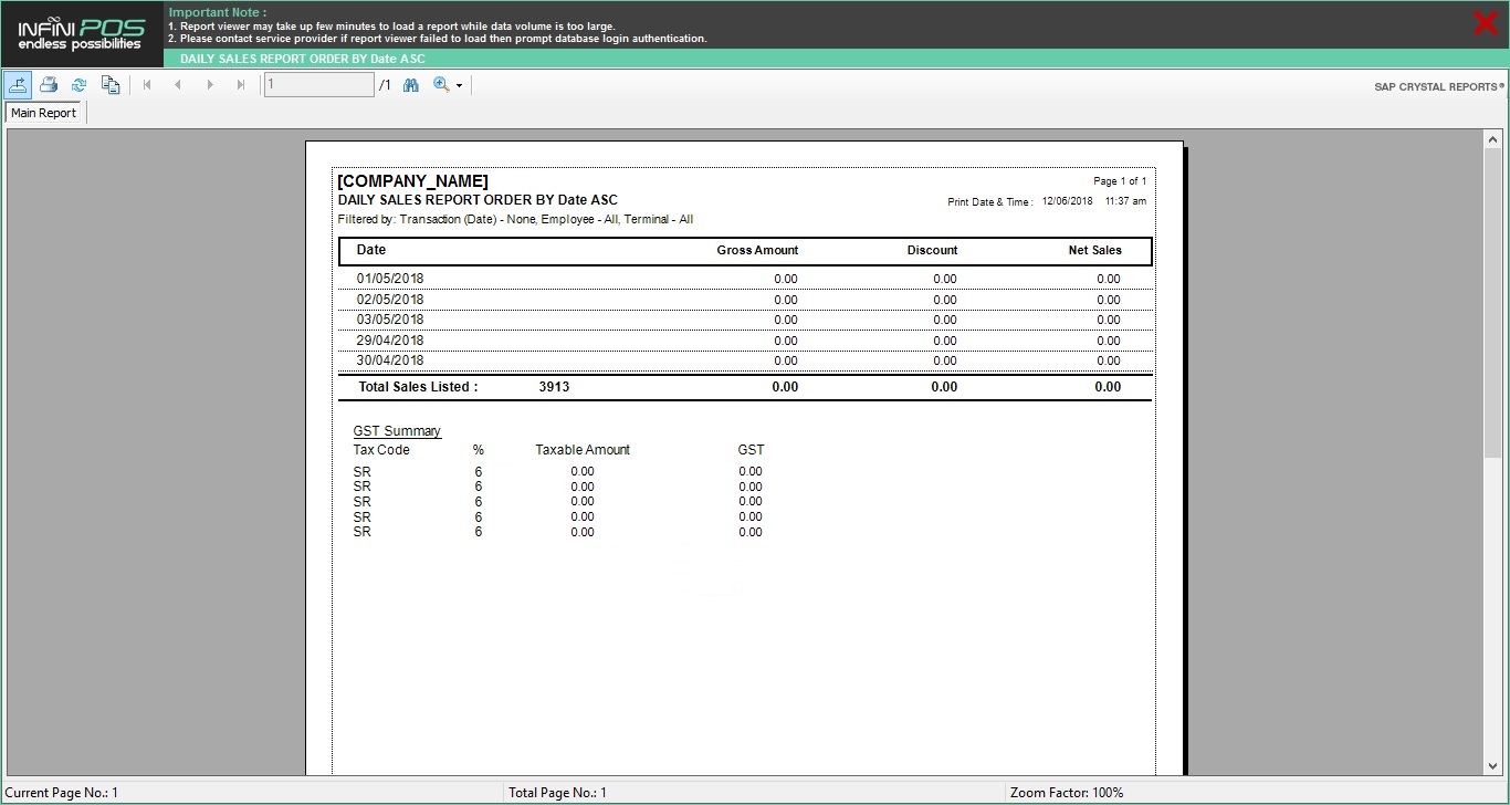 Daily Sales Report